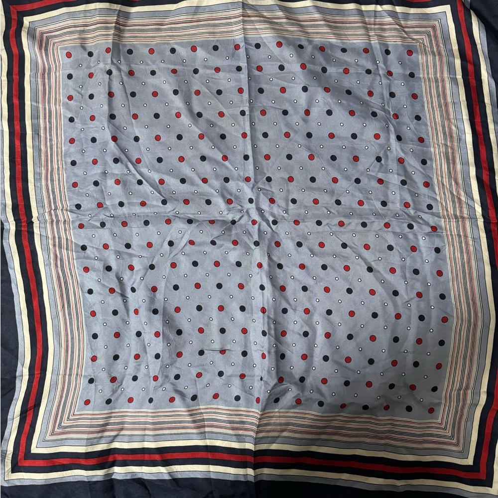 Dior Blue and Red Polka Dot Pocket Square Vintage